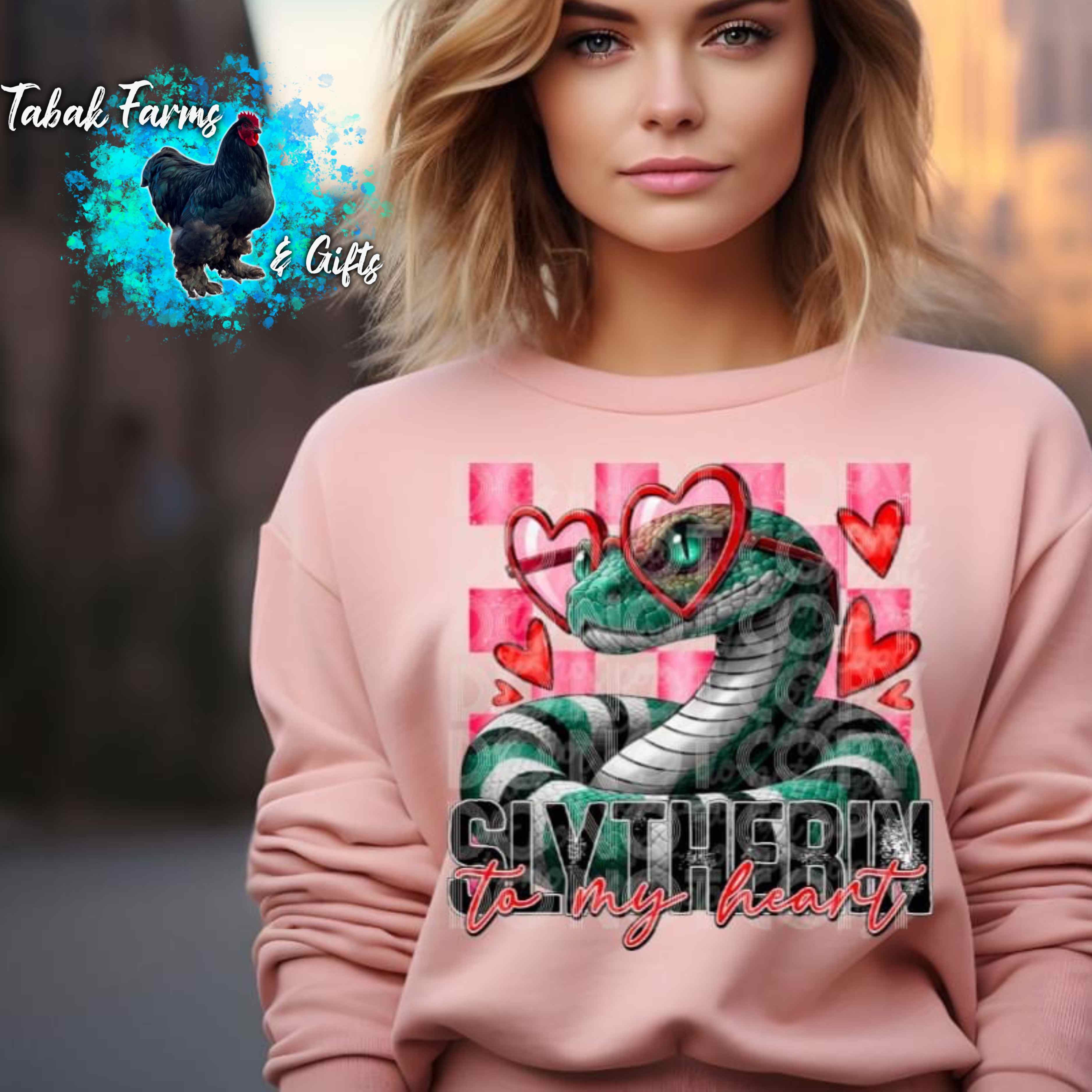 Slytherin To My Heart Valentine Sweatshirt PINK Tabak Farms