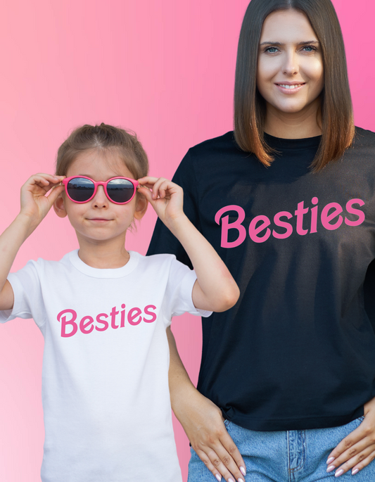 Besties tee Barbie style shirt (Bella Canvas)